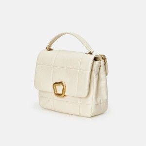 Songmont Medium Chocolate Skuldertasker Hvide | 9758-QGALX